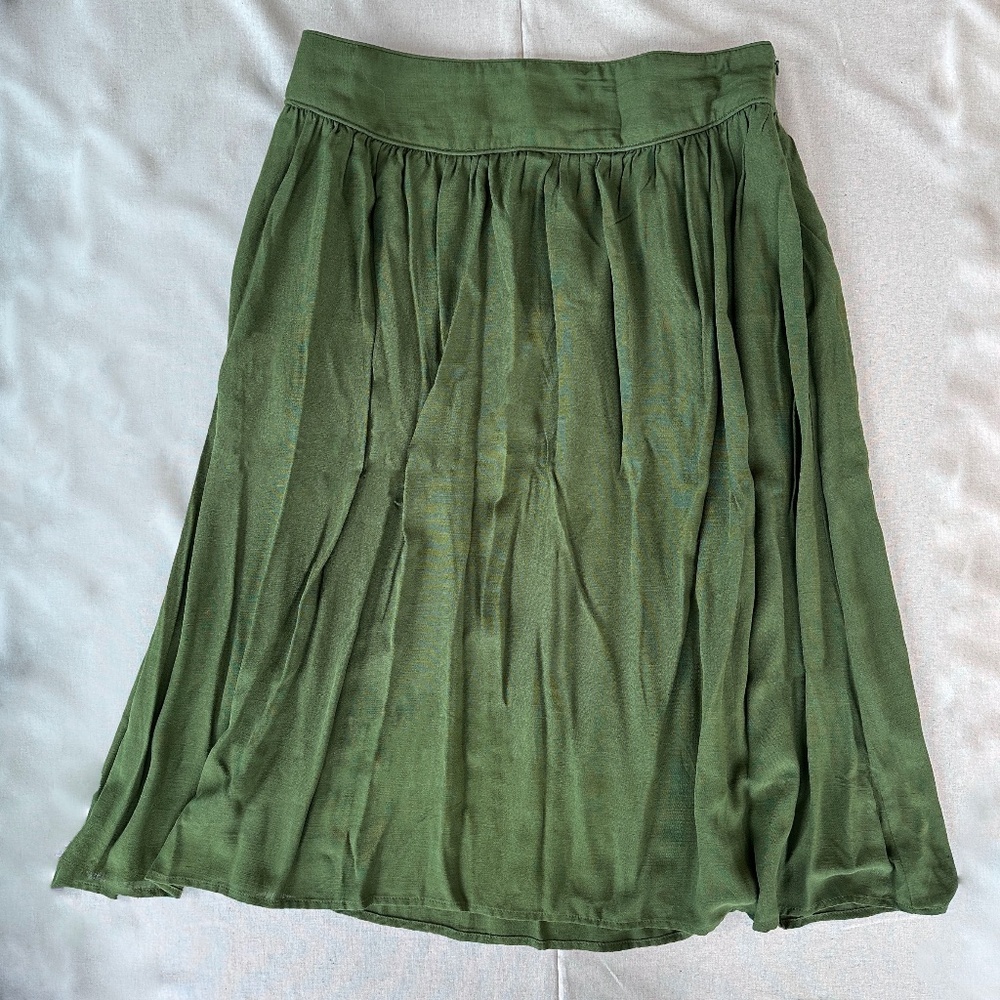 ModCloth Swinging Saddles Green A-line Midi Retro Skirt